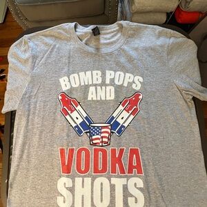 Anvil Gray T-Shirt with Red and Blue Graphic